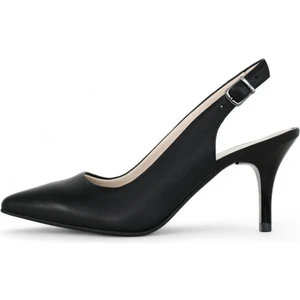 Hakiki Deri Stiletto Sandalet Topuklu Ayakkabı SİYAH - 7,5 Cm İnce Topuk Sivri Burun - El İşçiliği Premium Deri GRS048-SH