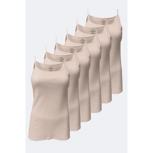 Kadın Ten 6 Lı Paket  Pamuk Ribana Ip Askılı Atlet 105-E