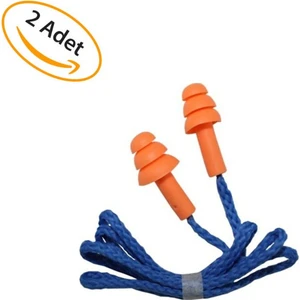 Mrt Bilişim 2 Adet Silikon Sünger Uyku Seyahat Yüzme Ses Gürültü Geçirmeyen ve Atış Için Ipli Kulak Tıkacı Tıkaç