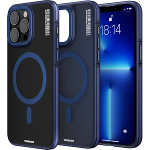 iPhone 13 Pro Max Uyumlu Kılıf Magsafe Şarj Özellikli Youngkit Rock Sand Serisi Kapak Mavi