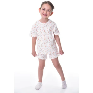 Bunny Hopp %100 Pamuk Interlok Kumaş Sağlığa Duyarlı Kısa Kollu Şortlu Kız Çocuk Pijama Takımı