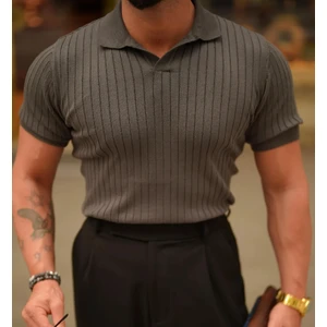 Tarz Cool Erkek Fitilli Polo Yaka Triko T-Shirt