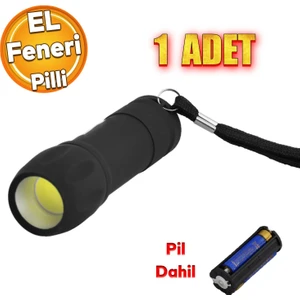 Pil Hediyeli Portatif Pilli Küçük Klasik LED El Feneri Kamp Lambası Işıldak Fener Lambası 1 Adet