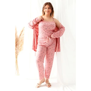 Sabahlıklı Dantel Detaylı Büyük Beden Pegasus Kadın Pijama Takımı-Çeyizlik Takım