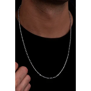 Osmanlı Gümüş Erkek Çelik Kolye - 3 mm Kuş Gözü Model Çelik Kolye