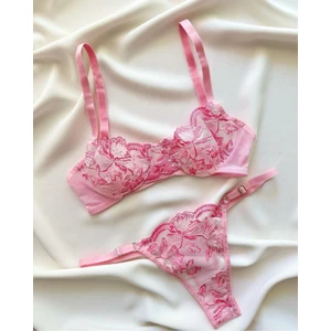 Cindy Pembe Kadın Tangalı Bralet Takım
