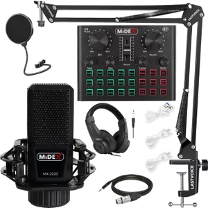 MX-2020 Live Set Efektli Ses Kartı Mikrofon Stand Kayıt Canlı Yayın Seti (PC ve Telefon)