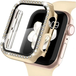 Apple Watch 4-5-6 Se 40 mm Uyumlu Zarif Elmas Taşlı Kasa ve Ekran Koruyucu