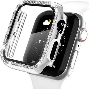 Apple Watch 4-5-6 Se 40 mm Uyumlu Zarif Elmas Taşlı Kasa ve Ekran Koruyucu