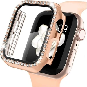 Apple Watch 45 mm Uyumlu Zarif Elmas Taşlı Kasa ve Ekran Koruyucu