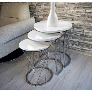 Sedaş Living Units 3 Lü Hasır Telli Beyaz Suntalam Metal Ayak Zigon Sehpa Sehpa-Takimi-Zigon-Sehba