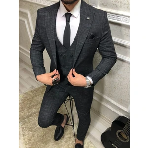 Erkek Antrasit Siyah Italyan Kesim Slim Fit Takım Elbise TKMELBS-8682