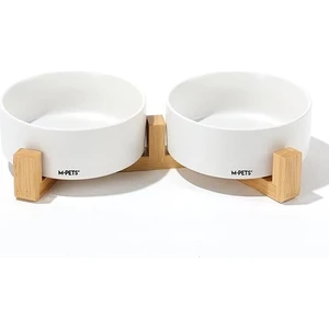 Opera Bamboo Standlı Seramik Mama Kabı 2 x 850 ml Beyaz