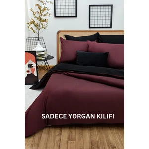 Ely Parker Kolay Ütülenebilir Çift Yönlü Tek Kişilik Yorgan Kılıfı (160X220) Siyah-Bordo