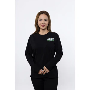 Kadın Uzun Kollu Pamuk Baskılı Tshırt