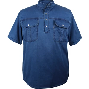 Maruf Shop Erkek Büyük Beden 120 KILO-178 Kilo Arası Için Uygun Kısa Kol Kot Gömlek Dekons Deepblue