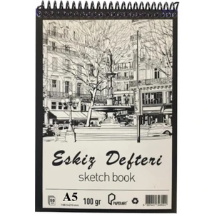 Eskiz Defteri A5 Spralli 50 Yaprak 1 Adet 100 gr 148X210 mm Sketch Book Üstten Açılmalı Ezkiz Defteri