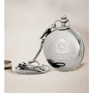 Hediye Vakti Kişiye Özel Tcdd Tren Kabartmalı Silver Köstekli Cep Saati