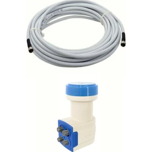 50 Metre Uydu Kablosu + Dörtlü Çıkış Çanak Uydu 4K Full Hd 3D Lnb + F Konnektör (4 Lü Quad Lnb)