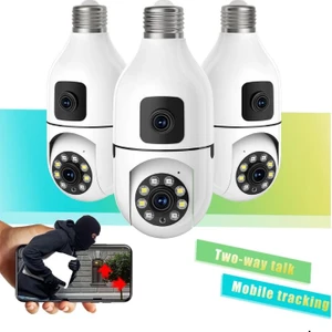 4mp Ampul Kablosuz Wifi Kamera Çift Lens Işık Ip 2 Yönlü Ses Otomatik Izleme Aı Insansı Algılama