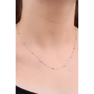 Beyz Renk Toplu Gümüş Kolye Zincir 45cm wsn228b