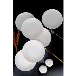 Lombardino Minimalist Modern Sade 6'lı Porselen Pasta Tabağı 20 cm