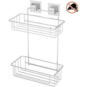 Tekno Tel EF-256 Yapışkanlı 2 Katlı Düz Banyo Rafı Krom