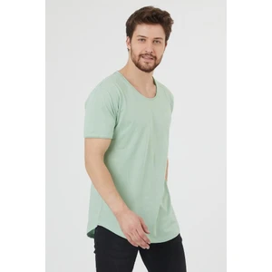 Tarz Cool Erkek Kırmızı Oval Etek Geniş Yaka  Pamuk Kısa Kollu Tişört