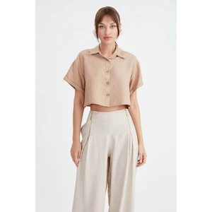 Düşük Omuz Crop Gömlek