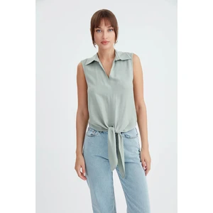 Viskon Keten Bağlamalı Gömlek