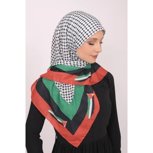 Filistin Eşarp Kefiye Filistin Bayrak Renkli Çerçeveli Kareli Kadın Eşarp S100004