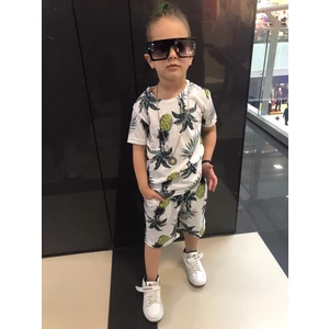 Erkek Çocuk Beyaz Yeşil Renk Yazlık Penye Ikili Takım