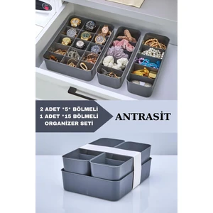 3 Parça Bölmeli Çekmece Çorap Takı Aksesuar Düzenleyici Set Organizer