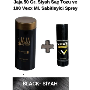 50 Gr. Siyah Hair Fiber  Saç Tozu,topik + Vexx 100 Ml. Sabitleyici Sprey Set