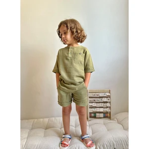 Yiğit Butik Yigit Butik Keten Kumaş Şortlu Erkek Çocuk Takım