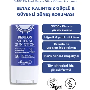 Mineral Sun Stick SPF50 PA++++ 15g %100 Fiziksel Vegan Stick Güneş Koruyucu