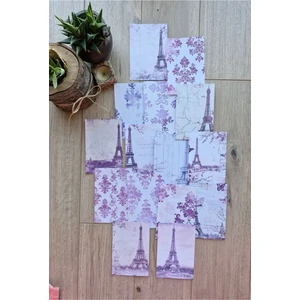 Mona Craftist 15 Adet Mor Eyfel Kulesi Temalı Scrapbook Kağıt Seti Bullet Journal Dekupaj Kağıdı