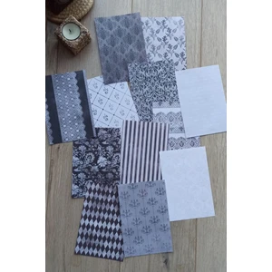 Mona Craftist 12 Adet Siyah Beyaz Desenli Scrapbook Kağıt Seti Bullet Journal Dekupaj Kağıdı