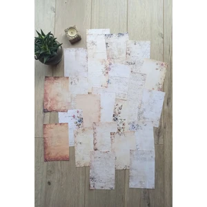 Mona Craftist 22 Adet Eskitme Vintage Yazı Temalı Scrapbook Kağıt Seti Bullet Journal Dekupaj Kağıdı