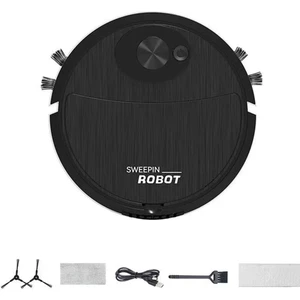 Mini Temizlik Süpürme Robotu Otomatik Vakum Ultra Ince Sessiz Sert Zemin Makinesi, Siyah (Yurt Dışından)