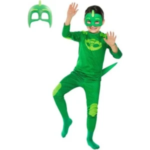Pijamaskeliler Kertenkele Çocuk Kostüm - Tulum + 2 Adet Maske Set -Gekko Owlette