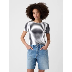 Kadın Beyaz Luxe Bisiklet Yaka T-Shirt