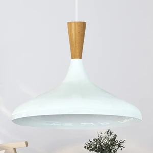 Champion Beyaz Iç Beyaz Ahşap Huni Tekli Avize Sarkıt Salon Mutfak Butik Lamba