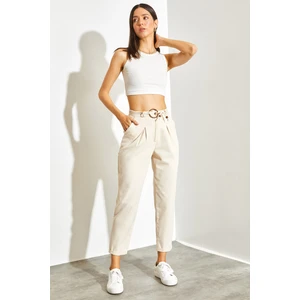 Kadın Kemerli Keten Pantolon