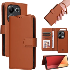4U Sky Xiaomi Redmi Note 13 Pro 4g Kılıf 2'si 1 Arada Manyetik Çıkarılabilir Deri Cep Telefonu Kapağı-Kahverengi (Yurt Dışından)