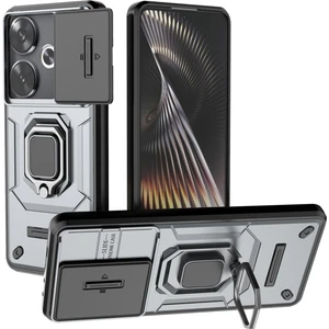 4U Sky Xiaomi Poco F6 5g Kılıf Kickstand Pc+Tpu Telefon Kapağı Sürgülü Lens Koruması-Gri (Yurt Dışından)
