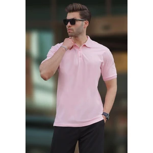 Pembe Overfit Kısa Kollu Polo Yaka Erkek Tişört 7029