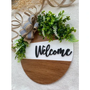 Hobi 55 Kapı Süsü - Dış Kapı Süsü Welcome -Kareli Kapı Önü Aksesuarı Syh.
