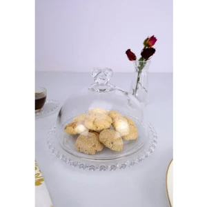 Cam Standlı Cam Kapaklı Kek Fanusu ve Pasta Sunum Standı Yuvarlak 20 cm – Sur-14 C320.049