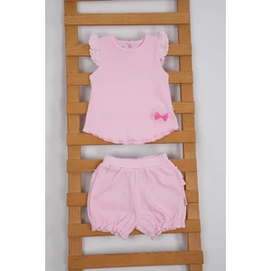 Bayramlık Kaşkorse Dantelli Tül Fiyonk Kız Bebek Çıtçıtlı Yazlık Ikili Takım